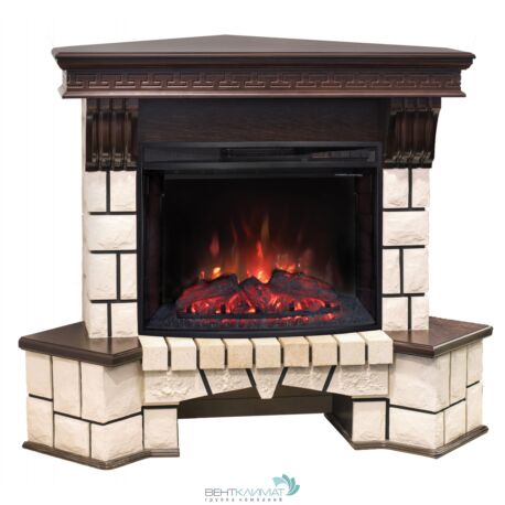Электрокамин RealFlame Stone Coner AO c Evrika 25,5 LED, звуковая имитация горения