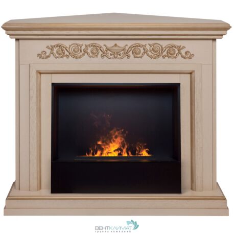 Электрокамин Leticia Corner 26 WT-619G с очагом 3D Cassette 630 Black Panel