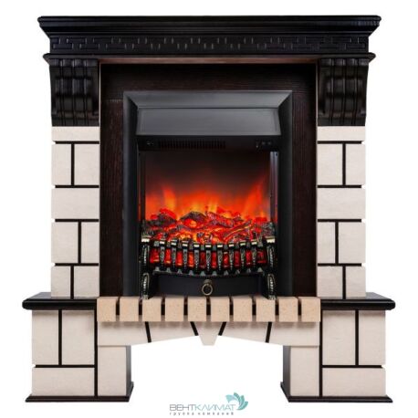 Электрокамин RealFlame Stone AO с очагом Fobos Lux Black
