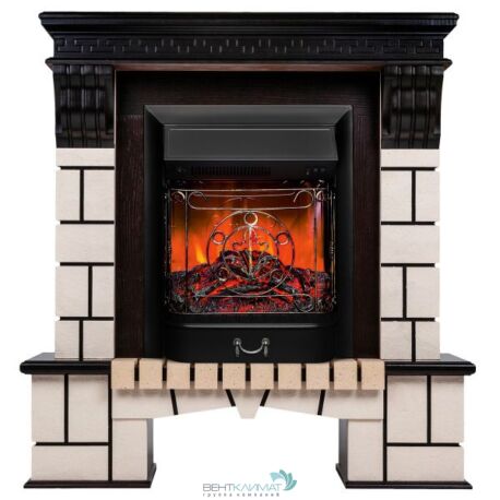 Электрокамин RealFlame Stone AO с очагом Majestic Lux Black