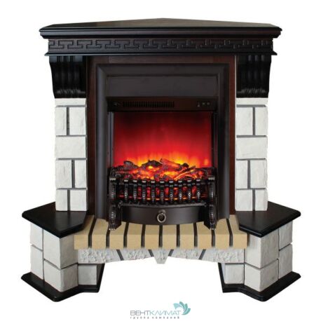 Электрокамин RealFlame Stone Coner AO с очагом Fobos Lux Black