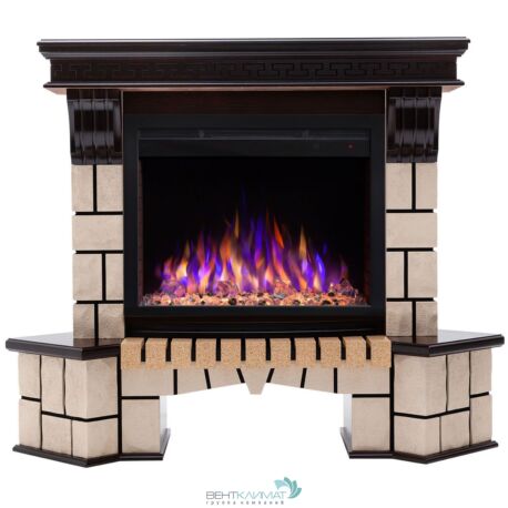 Электрокамин RealFlame Stone Coner 25/25,5 AO с очагом Saphir 25,5, 6 цветов пламени