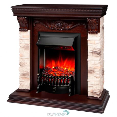 Электрокамин RealFlame Patricia NT с Fobos s Lux BL, звук потрескивания дров, пульт ДУ