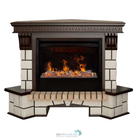Электрокамин RealFlame Stone Coner 26 AO c Helios 26 SBG, очаг со звуком