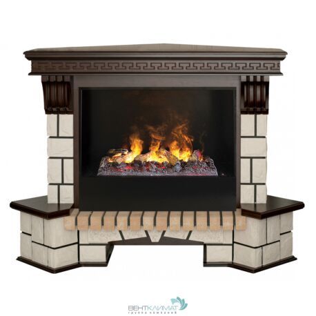 Электрокамин RealFlame Stone Coner 26 AO c Cassette 630+black вставка, очаг со звуком